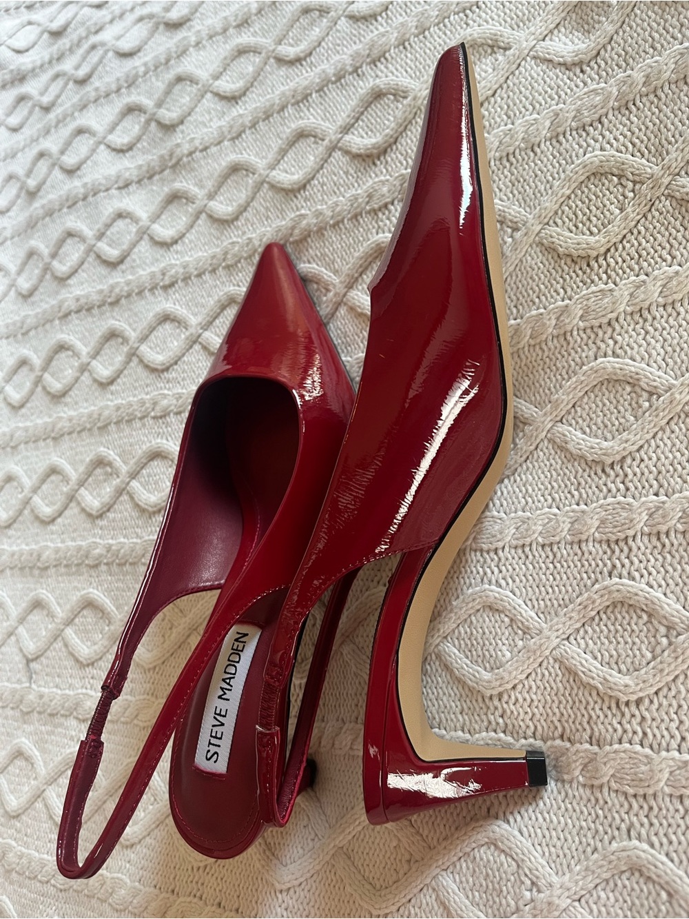 Steve Madden Alynna Red Patent Slingback Pointed Heels Various Sizes - Picture 10 of 14